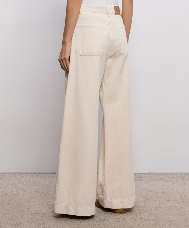 Max Mara Weekend Джинсовые палаццо CANNETI цвета айвори с патчем логотипа WKDCANNETI изображение 4