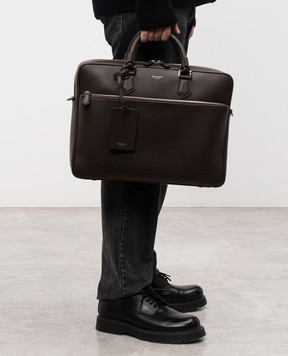 Serapian Коричневий шкіряний портфель з логотипом SRCCHMLL706540Y224