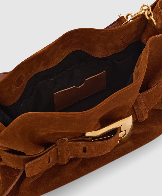 Balmain Коричневая замшевая сумка Anthem GN0KK990LSDD изображение 4