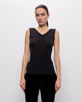 Victoria Beckham Серый топ из шерсти с открытой спиной 1326KTP007310B