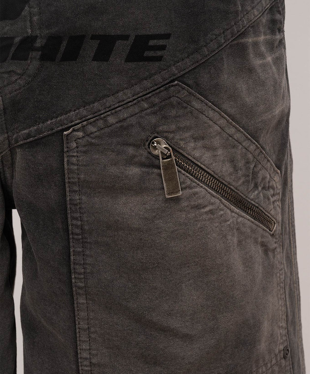 Off-White Серые джинсовые шорты с принтом логотипа 44XCS005S26F001 изображение 5