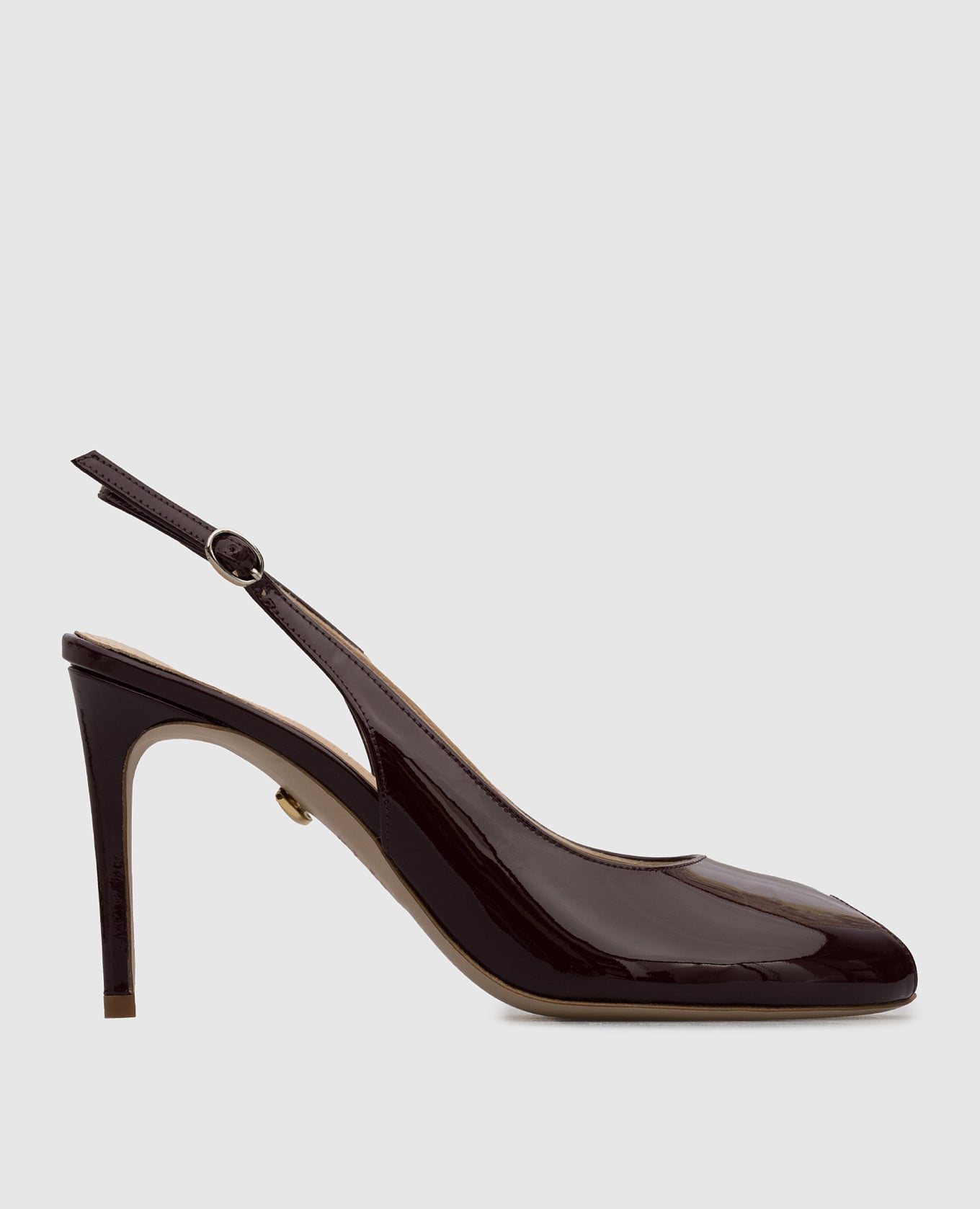 Бордовые кожаные лакированные слингбеки