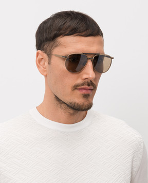 Brunello Cucinelli Золотые очки Intarsia Rays MOCPATTS11