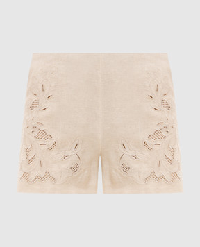 Twinset Бежеві шорти з льоном з вишивкою бродері 261TP2312