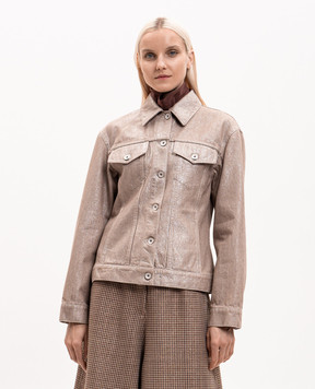 Brunello Cucinelli Бежева джинсова куртка з люрексом ML1097328P