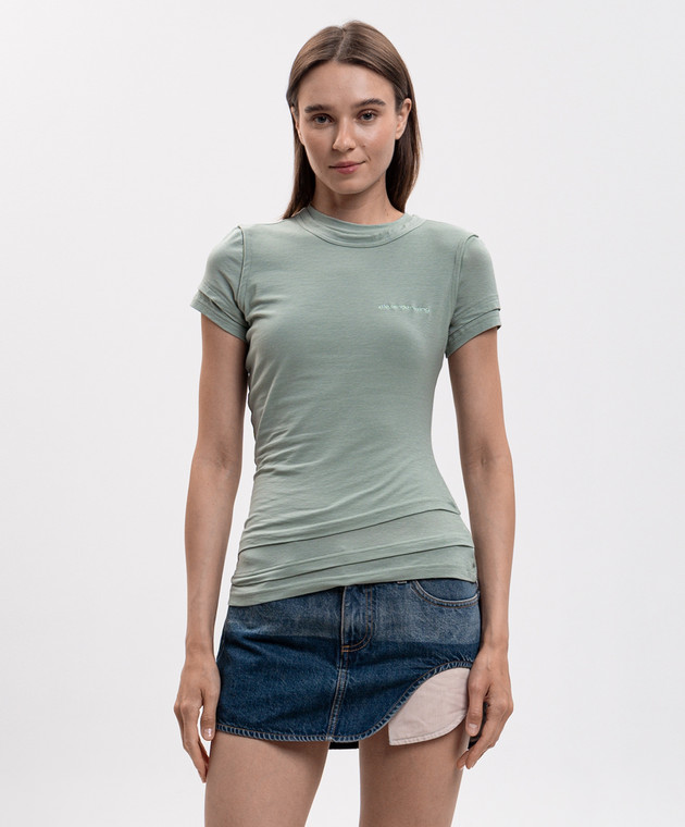 Alexander Wang Зеленая футболка с эффектом наложения слоев 1CC2261286 изображение 3