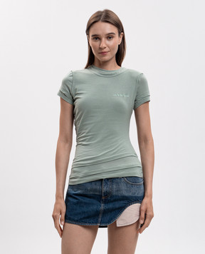 Alexander Wang Зеленая футболка с эффектом наложения слоев 1CC2261286