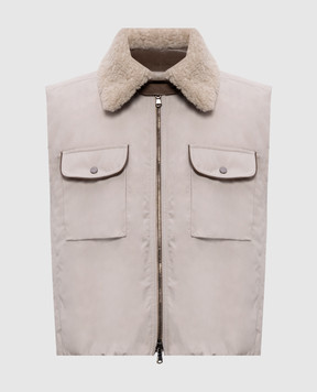 Brunello Cucinelli Бежевый пуховый жилет MG5457703P