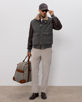 Brunello Cucinelli Серая комбинированная куртка MM4006004