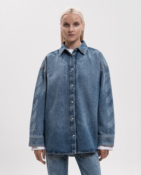 Off-White Синяя джинсовая рубашка с принтом 2FB00664T