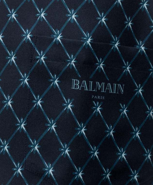 Balmain Синя сорочка із шовку HH1HL065SF55 зображення 5