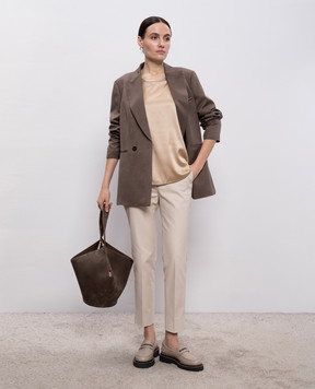 Peserico Бежева блуза із шовку з ланцюжком A08893D02372