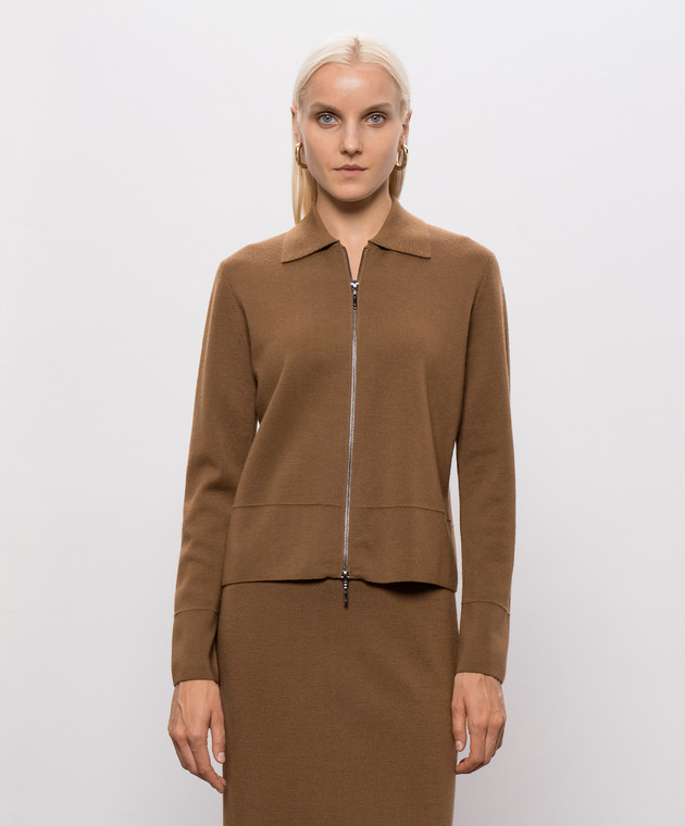 Max Mara Коричневый кардиган из шерсти MMLSNACK изображение 3