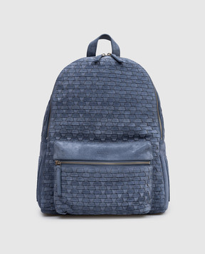 Orciani Синий замшевый рюкзак Laio Chevrette с плетением P00711PEW