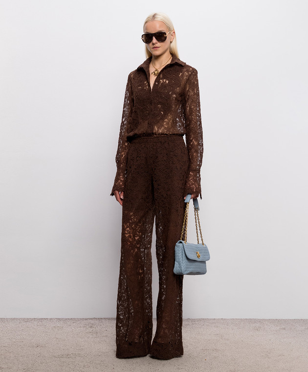 Ermanno Scervino Коричневая блуза из кружева D492K389APEXQ изображение 2