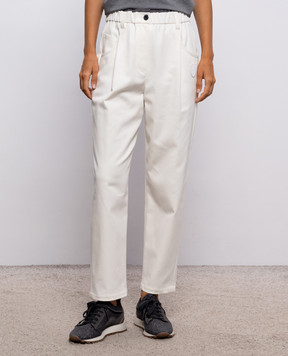 Brunello Cucinelli Брюки цвета айвори с цепочкой мониль MA126P9330