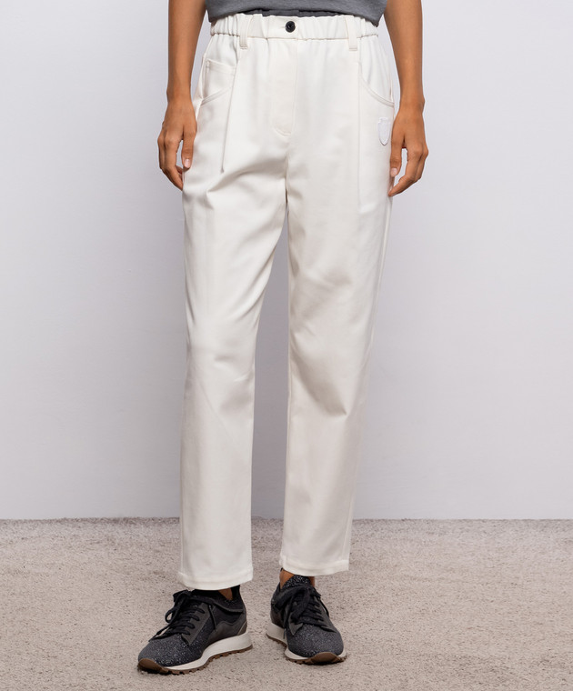 Brunello Cucinelli Брюки цвета айвори с цепочкой мониль MA126P9330 изображение 3