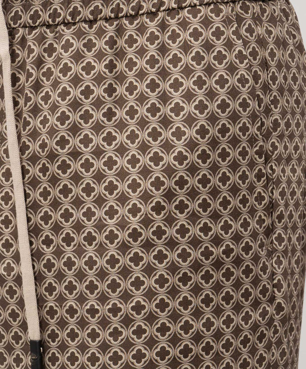 Peserico Коричневі шорти в принт емблеми R5423508191 зображення 5