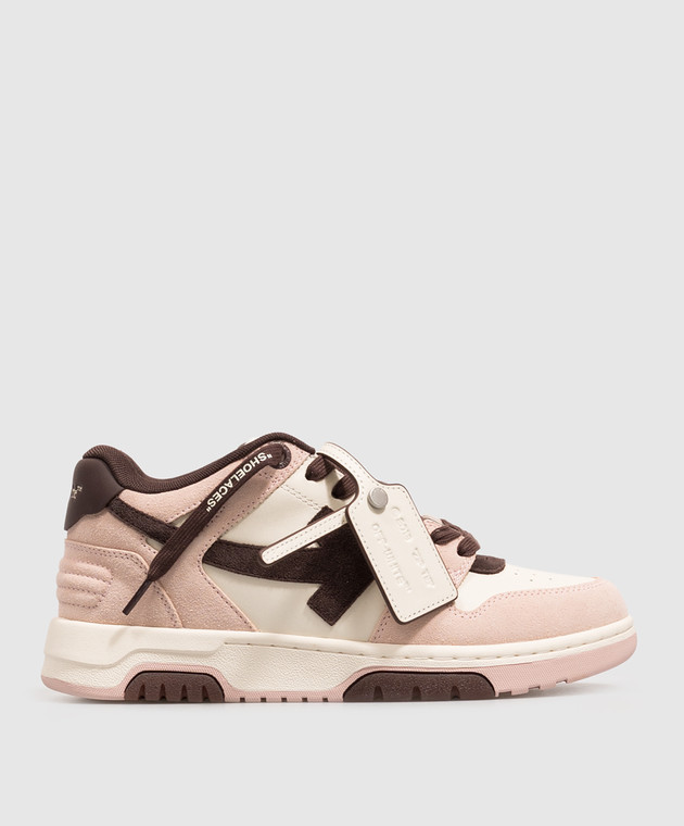 Off-White Розовые кожаные кроссовки Out Of Office OF05731655