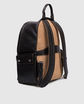 Brunello Cucinelli Чорний шкіряний рюкзак з логотипом MBZIBU243