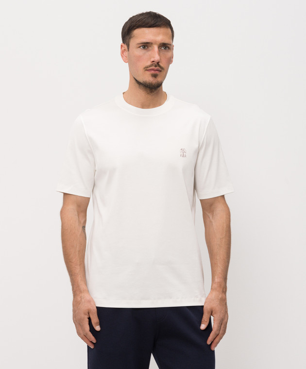 Brunello Cucinelli Біла футболка з емблемою M0B138440 зображення 3