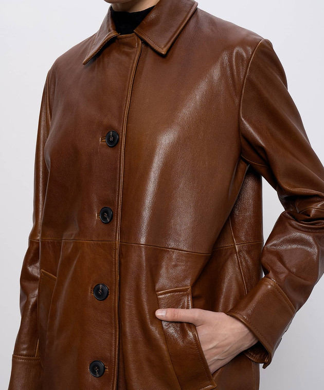 Max & Co Коричневе шкіряне пальто DOPPIA MCODOPPIA зображення 5