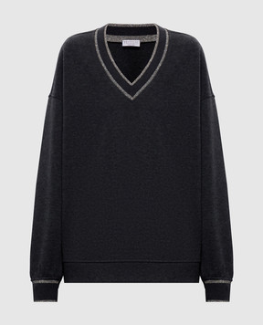 Brunello Cucinelli Серый пуловер с люрексом MD991B2Q02