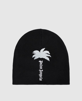 Palm Angels Черная шапка с вышивкой логотипа PAMLC004KN003