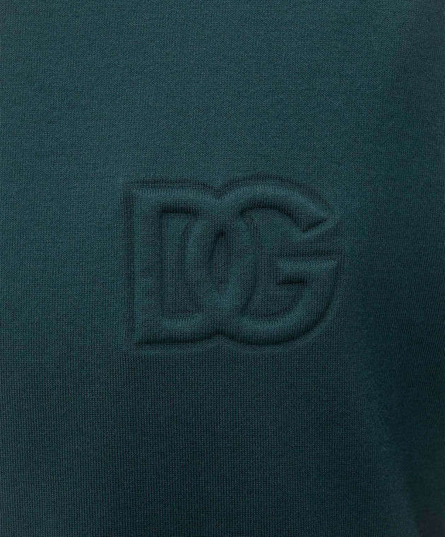 Dolce&Gabbana Зелена футболка з фактурною монограмою логотипа DG G8PN9ZG7P7V зображення 5