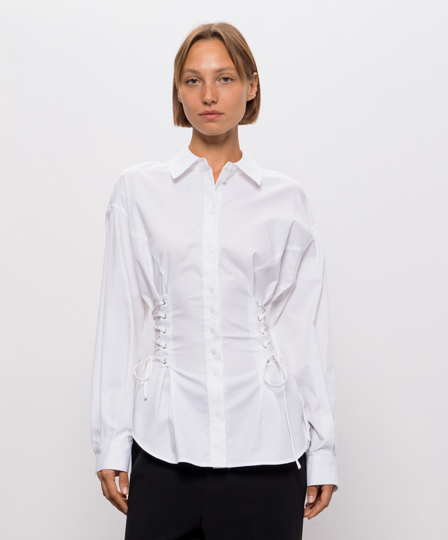 Twinset Белая рубашка со шнуровкой 262AQ2061 изображение 3