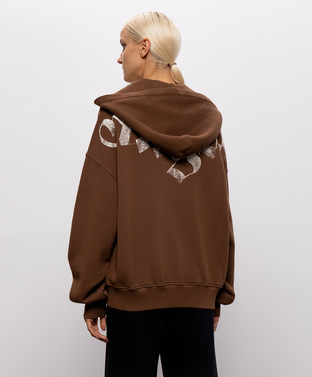 Palm Angels Коричневая спортивная куртка с принтом PAMBE002FL001w изображение 4