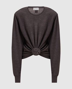 Magda Butrym Коричневий джемпер з вовни з драпіруванням KNITWEAR31LONGSL348726