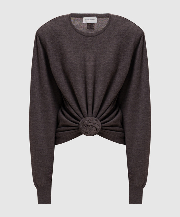 Magda Butrym Коричневий джемпер з вовни з драпіруванням KNITWEAR31LONGSL348726