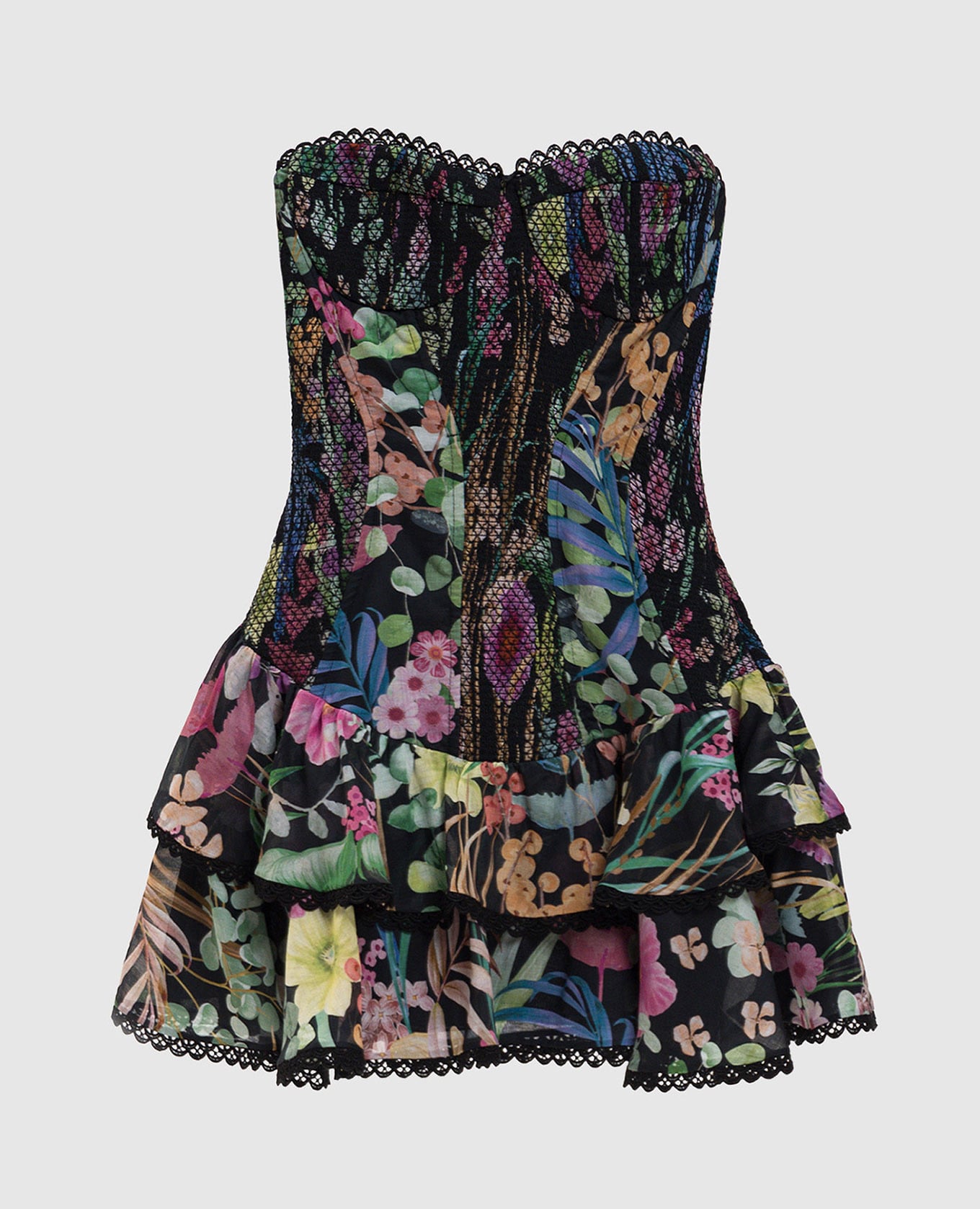 Черное платье бюстье Sora в цветочный принт