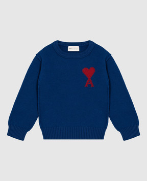 Ami Paris Детский синий свитер из шерсти KKS847018