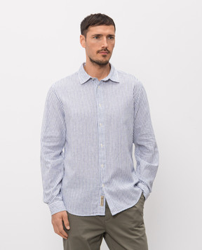 Woolrich Біла сорочка з льоном в смужку CFWOSI2015MRUT3977