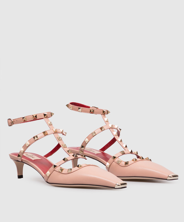 Valentino Розовые кожаные босоножки Rockstud 9W2S0PV0WZD изображение 2