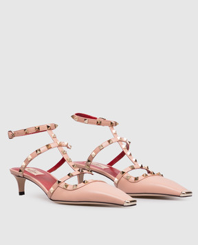 Valentino Розовые кожаные босоножки Rockstud 9W2S0PV0WZD
