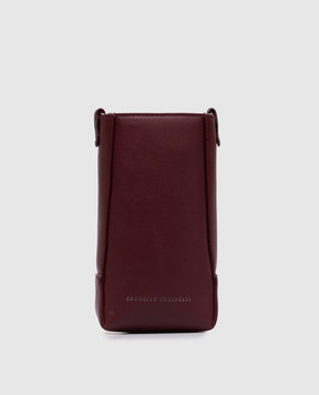 Brunello Cucinelli Бордовая кожаная сумка с тиснением логотипа MWXAD2739P