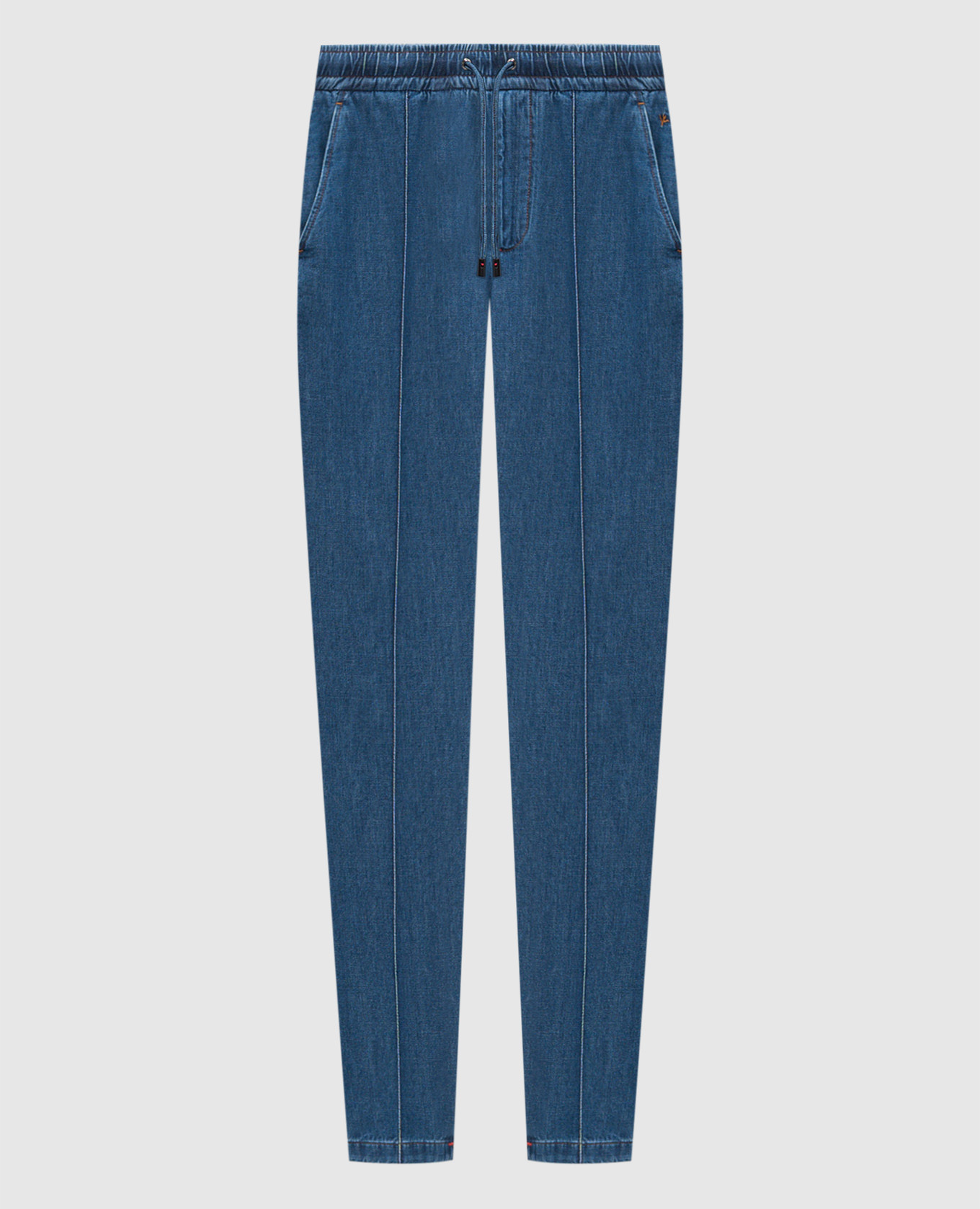 

Синие джинсы с эмблемой, Синий, Зауженные джинсы