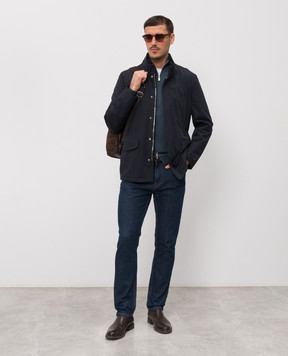 Enrico Mandelli Синяя куртка с вышивкой логотипа 3T551A6033