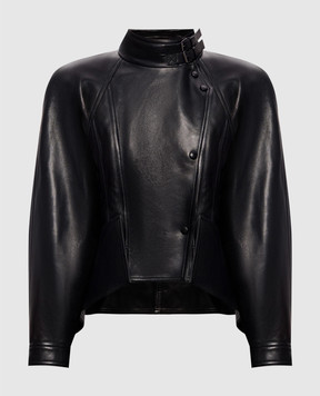 Balmain Черная кожаная куртка с акцентными плечами JA0000000001