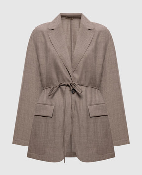 Brunello Cucinelli Коричневий двобортний жакет з вовни MG5507433P