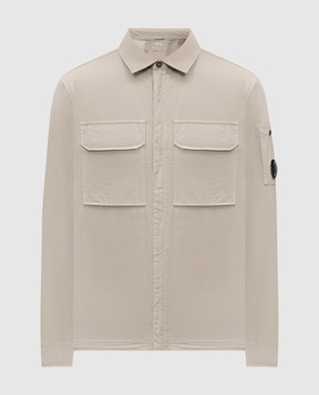 C.P. Company Бежевая рубашка на молнии с логотип патч MOS156A110143G