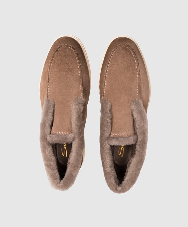 Santoni Коричневі замшеві дезерти на хутрі WUYA58457TISAUOF зображення 4