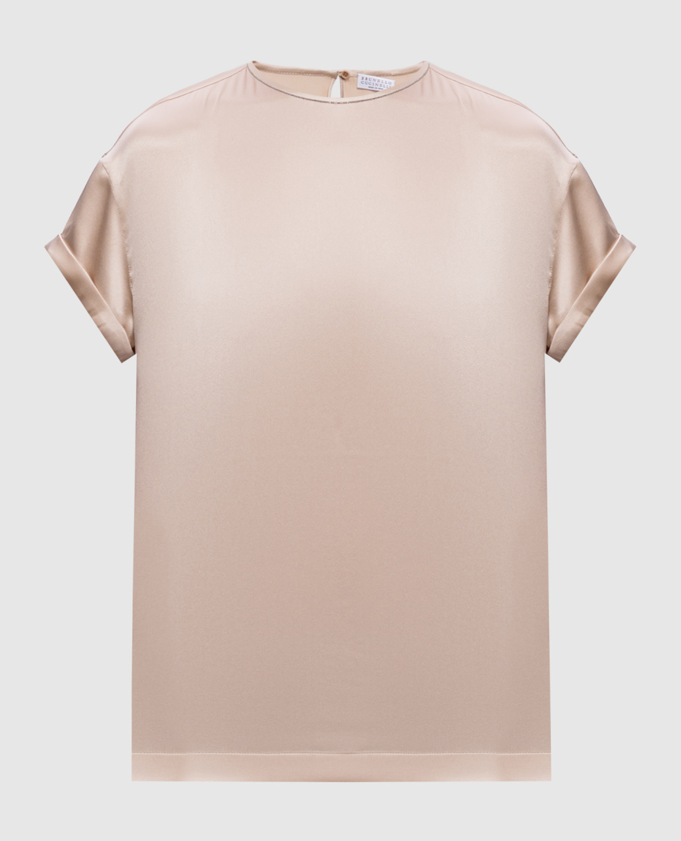 Бежевая блуза из шелка с цепочкой мониль