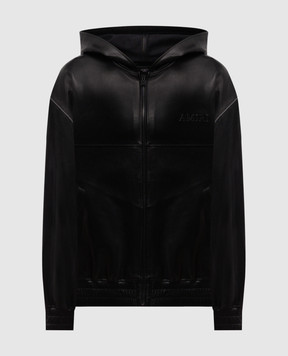 AMIRI Чорна шкіряна куртка з логотипом AMOUJA1029