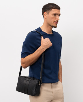 Serapian Черная кожаная сумка с принтом логотипа SRSTSMML739424ACG2