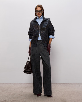 Brunello Cucinelli Серые брюки с шерстью с отворотами MD002P9353