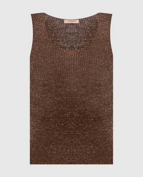 Twinset Коричневий топ з люрексом 261TT3212